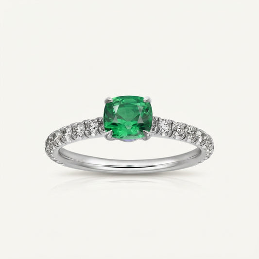 Square Cut Lab Grown Emerald Silver Ring - Ratnali Jewels