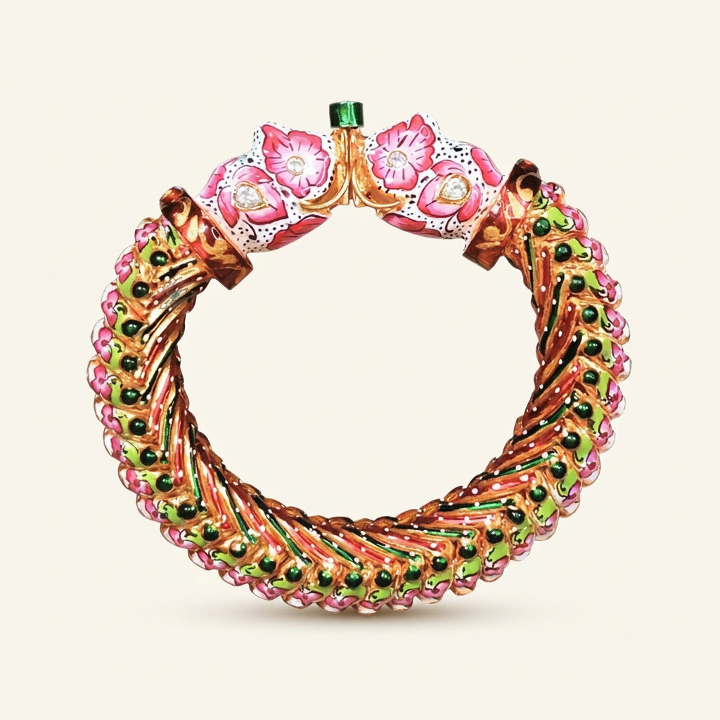 Sutrala Heritage Enamel Kada Bangle in a gold finish
