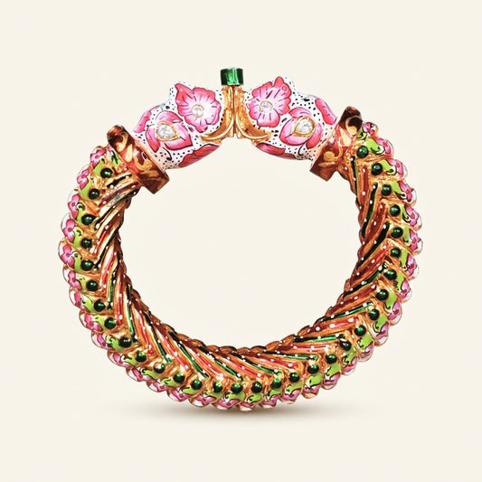 Sutrala Heritage Enamel Kada Bangle in a gold finish