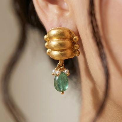 Sutrala Rope and Emerald Drop Necklace Set - ratnalijewels