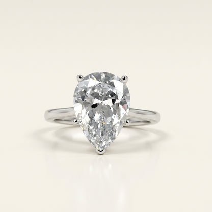 White teardrop solitaire silver ring - Ratnali Jewels