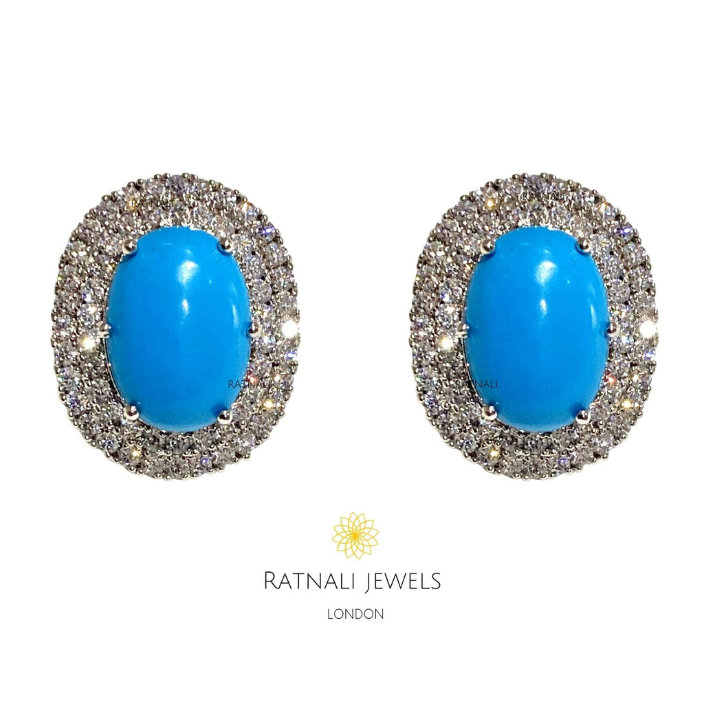 Buy Turquoise gold earring - 14k yellow gold earrings - gold stud online at  aStudio1980.com