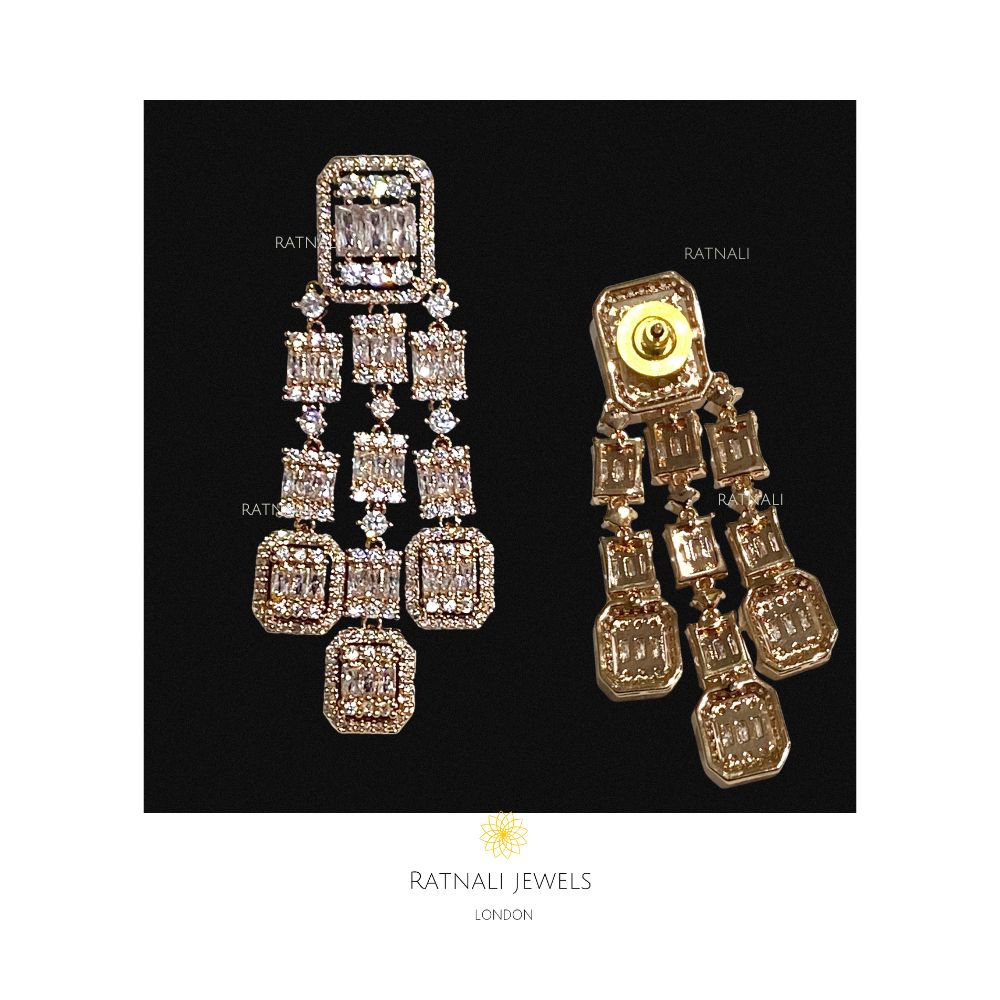 diamond cz chandelier earrings