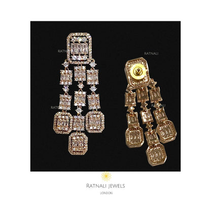 diamond cz chandelier earrings