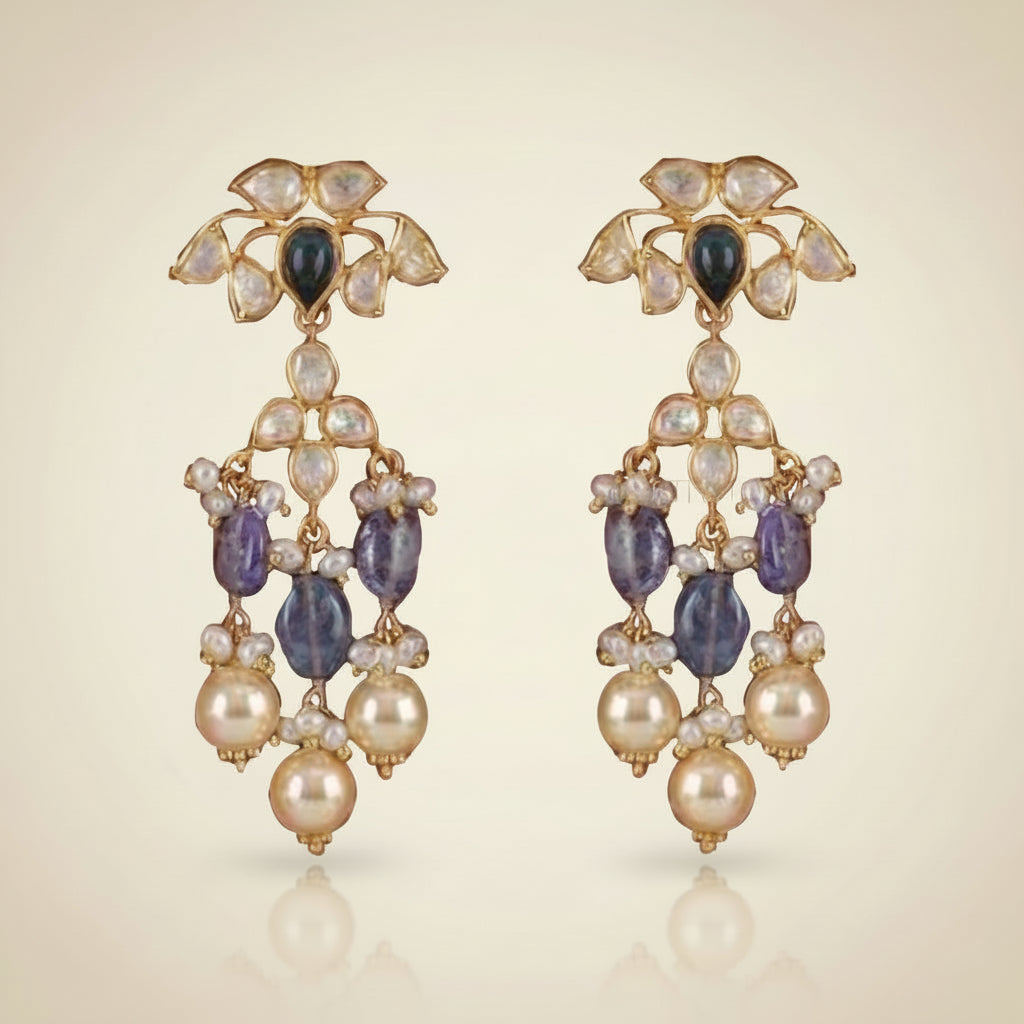 blue polki tanzanite earrings new delhi