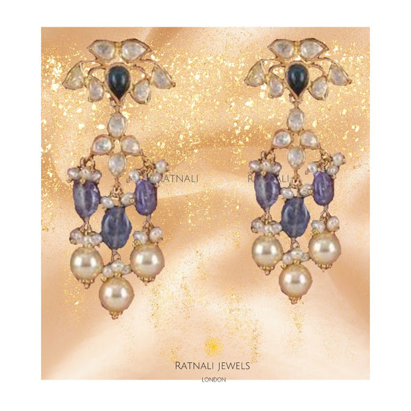 blue polki tanzanite earrings new delhi