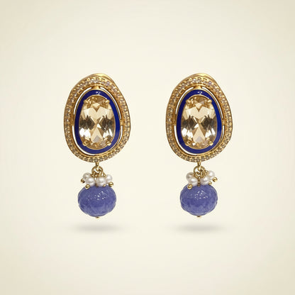 Blue polki stud earrings