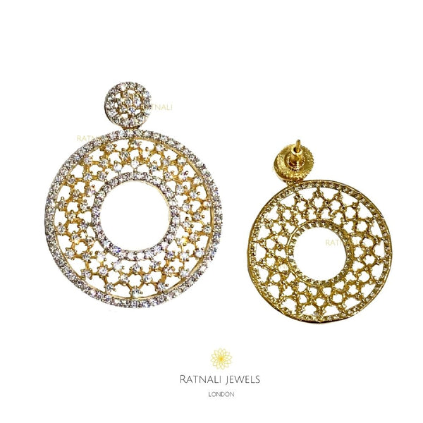 Gold Plated Galaxy dangler earrings with cubic zirconia