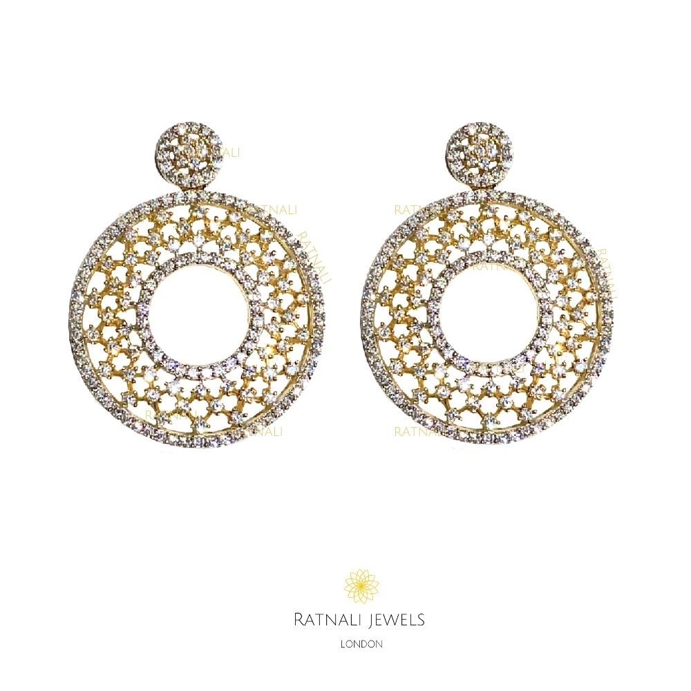 Gold Plated Galaxy dangler earrings with cubic zirconia - ratnalijewels