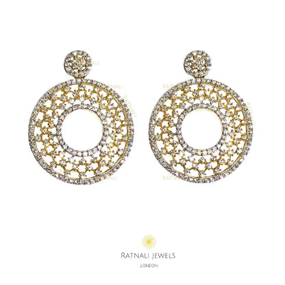 Gold Plated Galaxy dangler earrings with cubic zirconia - ratnalijewels