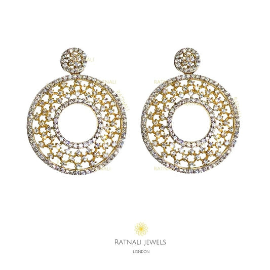Gold Plated Galaxy dangler earrings with cubic zirconia - ratnalijewels