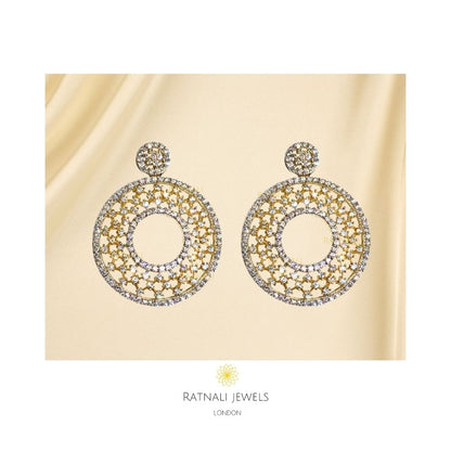 Gold Plated Galaxy dangler earrings with cubic zirconia - ratnalijewels