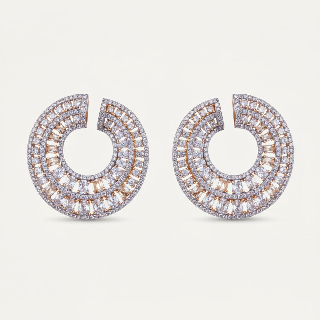 Designer inspired round cz diamond earrings