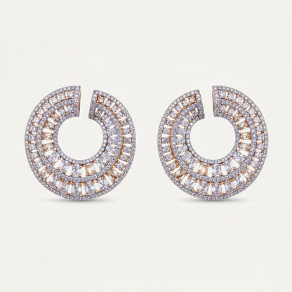 Designer inspired round cz diamond earrings