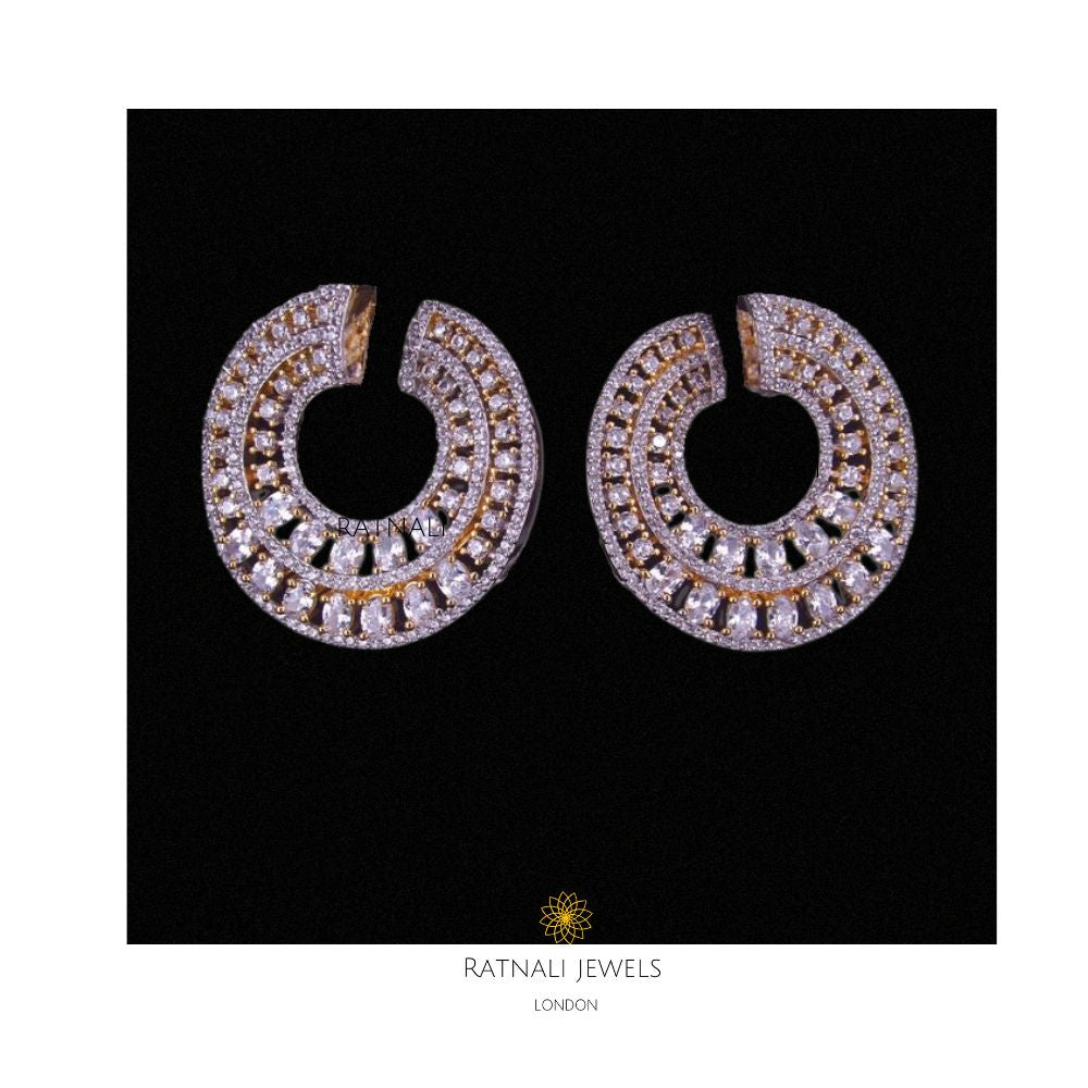 Designer inspired round cz diamond earrings