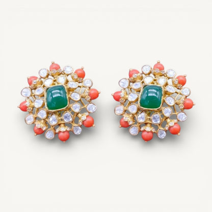 polki coral earrings