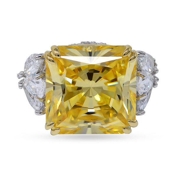Simulated diamond & citrine gem stone Ring, Rings - Ratnali Jewels