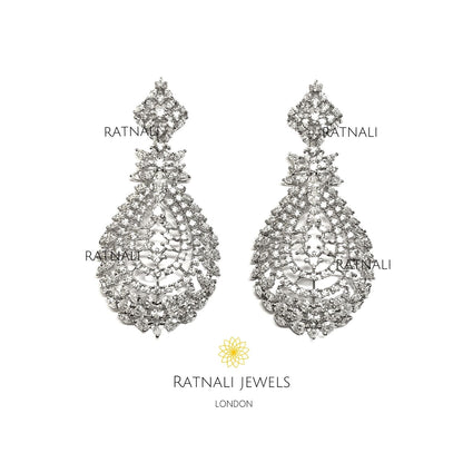 Selene | Simulated Diamond Chandelier Earrings in Real Silver - ratnalijewels