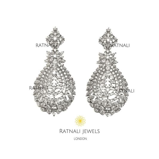 Selene | Simulated Diamond Chandelier Earrings in Real Silver - ratnalijewels