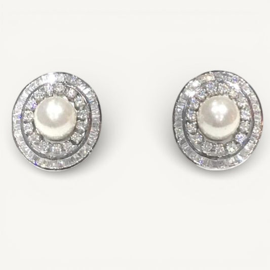 Purnima Diamond & Pearl stud earrings, Studs - Ratnali Jewels