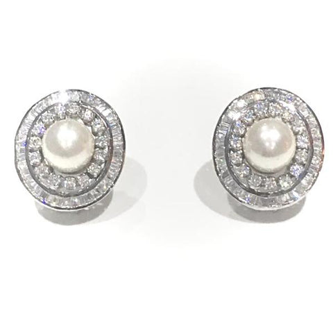 Purnima Diamond & Pearl stud earrings, Studs - Ratnali Jewels