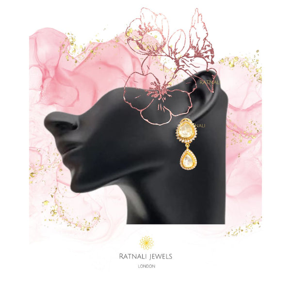 Gold plated silver polki earrings