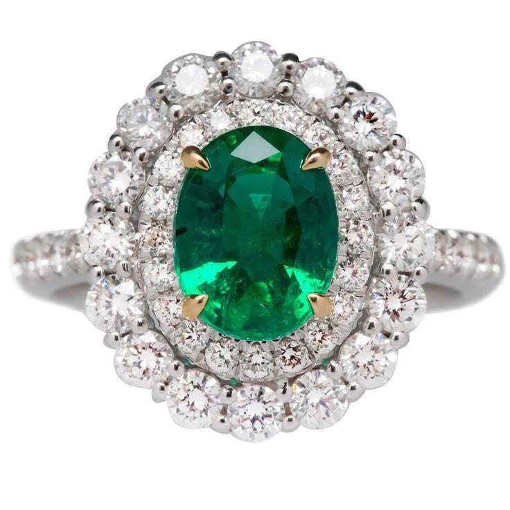 Simulated diamond & emerald colour gem stone Ring, Rings - Ratnali Jewels