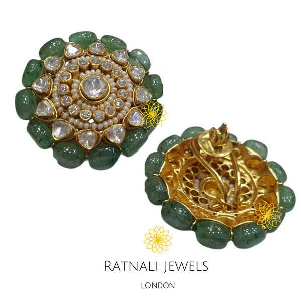 Jaipur | Moissanite Polki Kundan Jadau stud Earrings necklace set