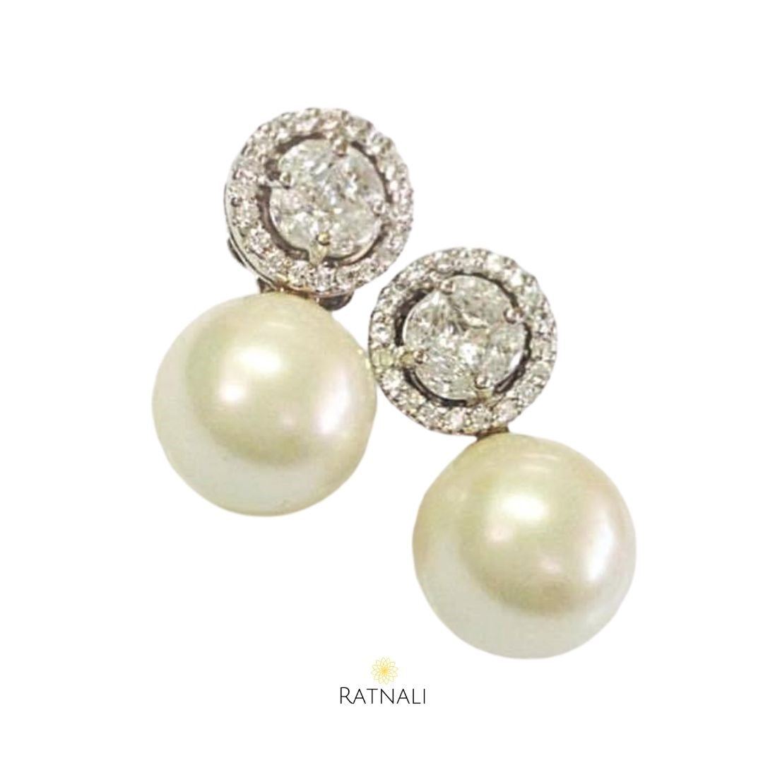 Diamond Pearl drop earrings