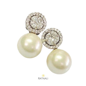 Diamond Pearl drop earrings