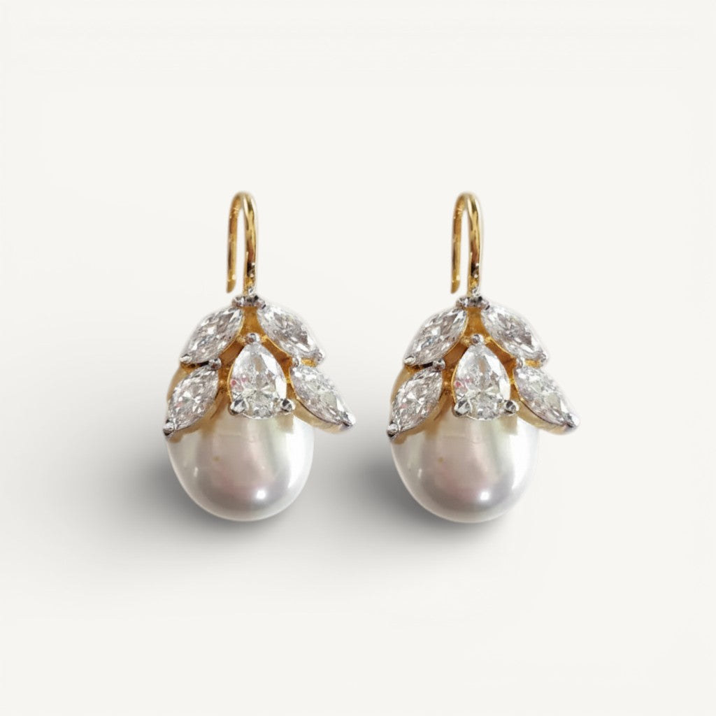 Lulit | Diamond and Pearl dangler Earrings - ratnalijewels