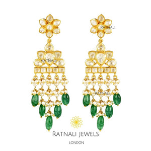 Polki earrings with emeralds