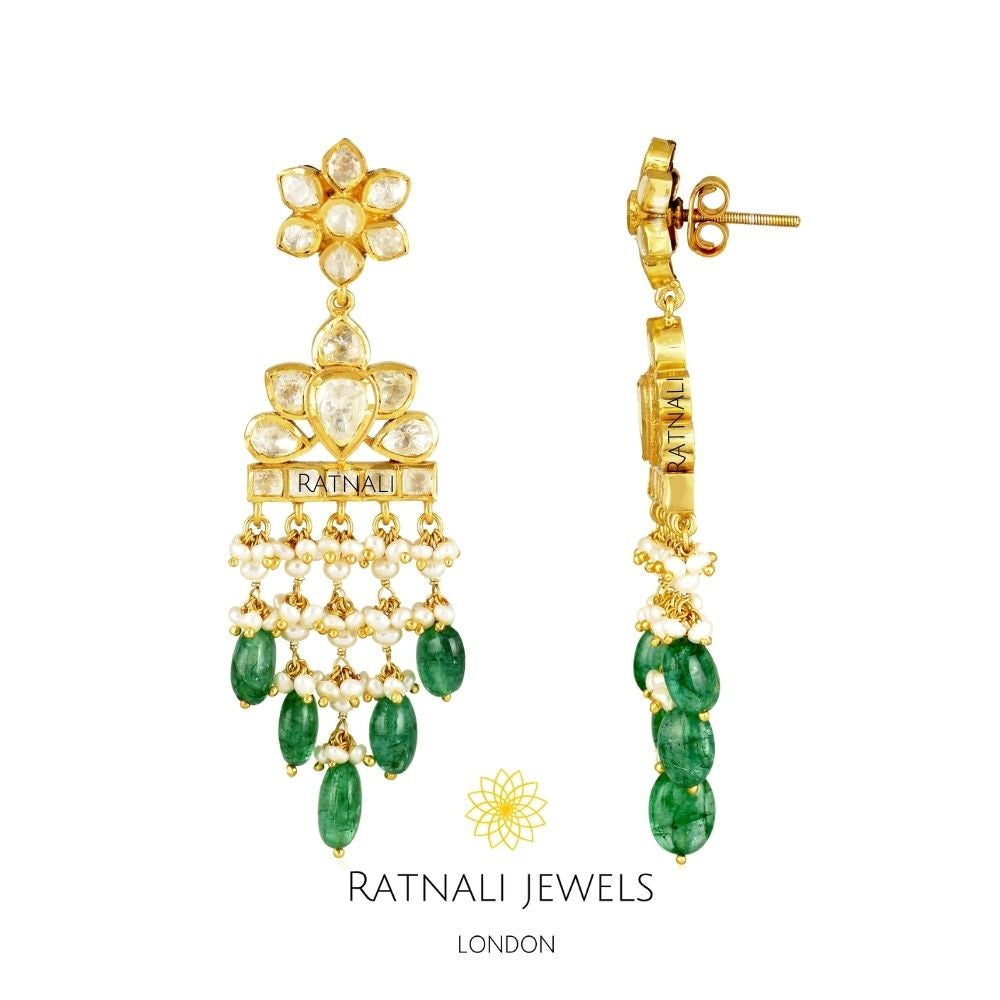 Polki emerald earrings