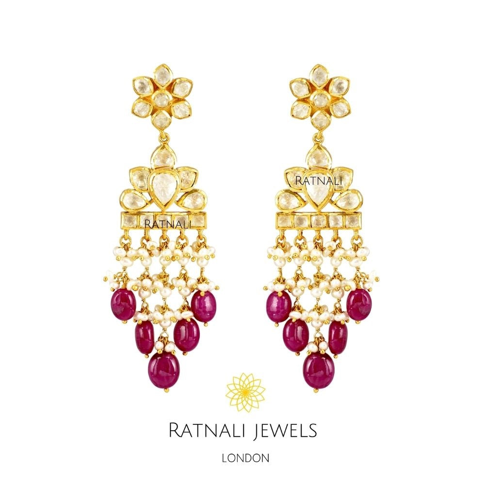 Polki earrings with Ruby's