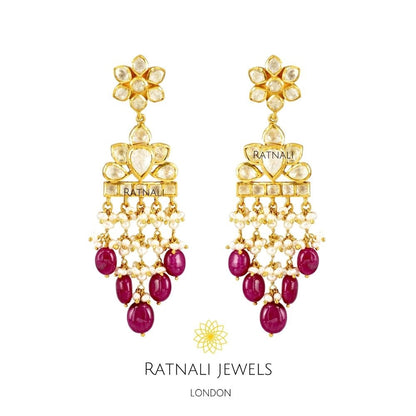 Polki earrings with Ruby's