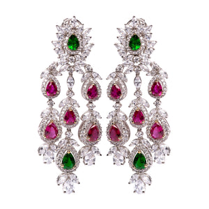 Regal | Ruby and Emerald Chandelier Earrings