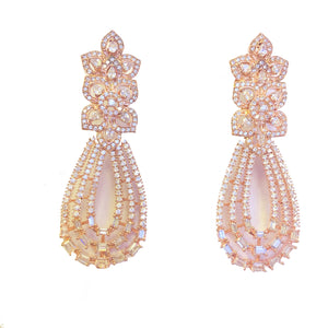 Rose gold plated high end cubic zirconia diamond danglers