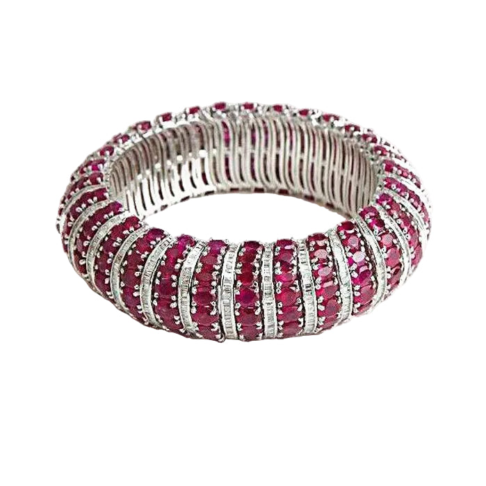 Simulated CZ diamond & ruby gemstone bracelet., Bracelet - Ratnali Jewels