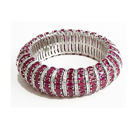 Simulated CZ diamond & ruby gemstone bracelet., Bracelet - Ratnali Jewels