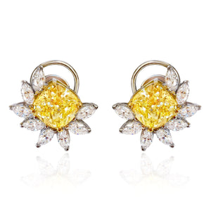 simulated citrine yellow diamond silver stud earrings
