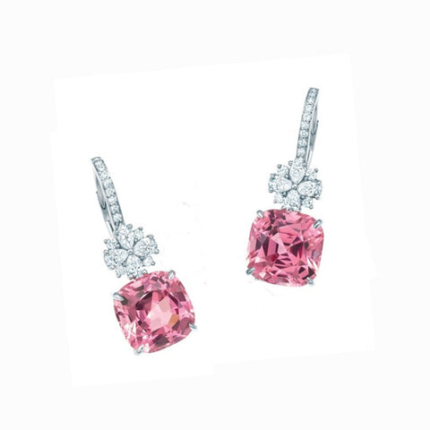 Simulated diamond and rose colour gemstone dangler earrings, Earrings - Ratnali Jewels