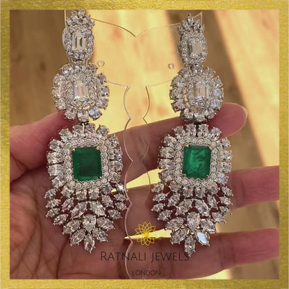 Regal Emerald & Diamond Chandelier Earrings