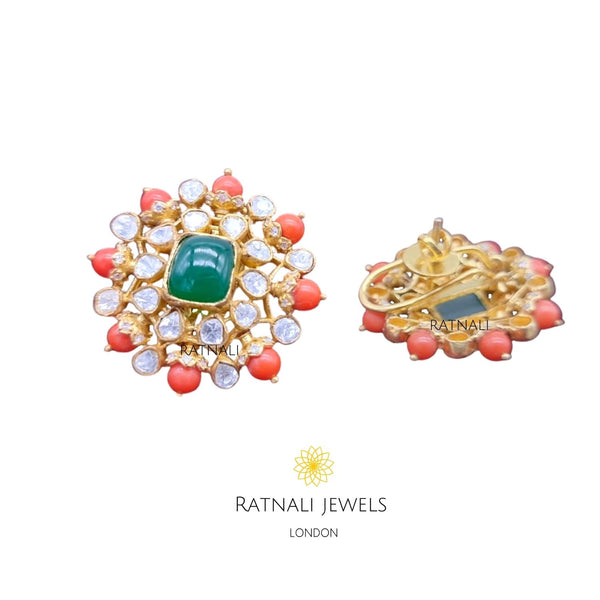 gold plated coral earrings