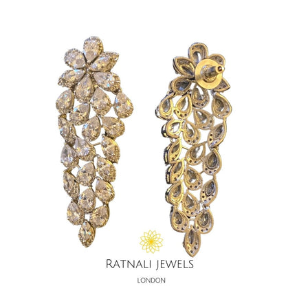 cubic zirconia silver plated statement earrings