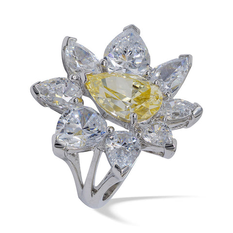 Simulated diamond & citrine gem stone Ring, Rings - Ratnali Jewels