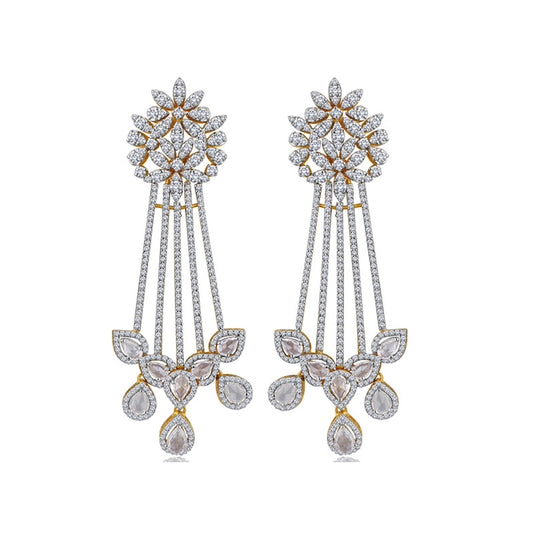 Simulated diamond chandelier earrings, Earrings - Ratnali Jewels