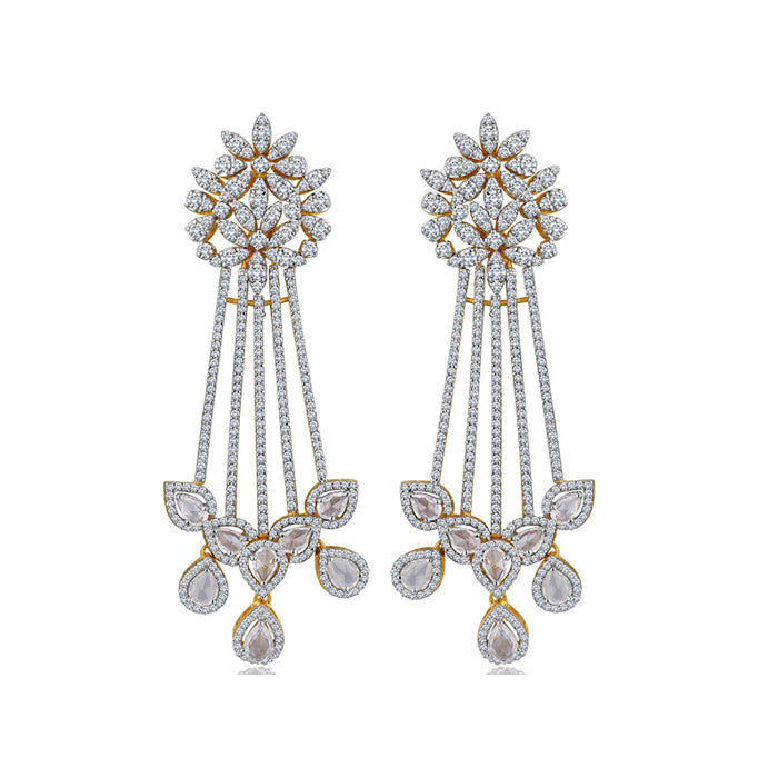 Simulated diamond chandelier earrings, Earrings - Ratnali Jewels