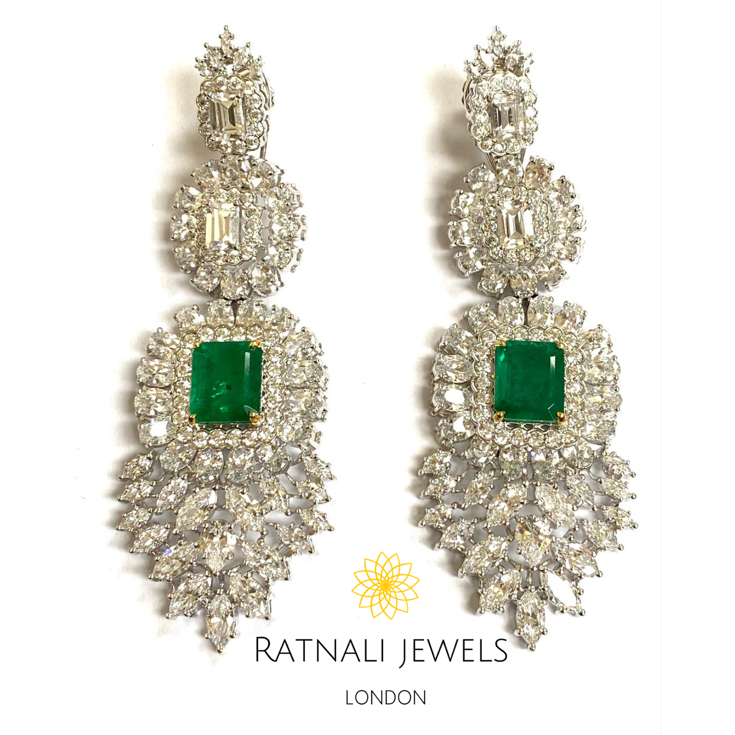 Emerald drop earrings costume 2025 jewelry