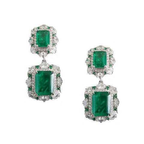 Simulated diamond & gem stone chandelier earrings, Earrings - Ratnali Jewels