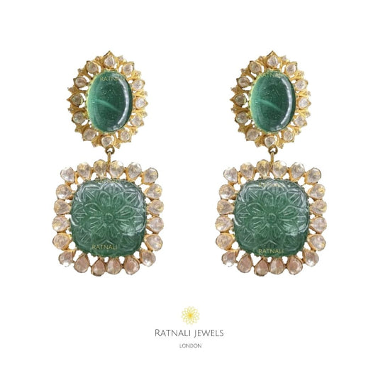Polki emerald earrings